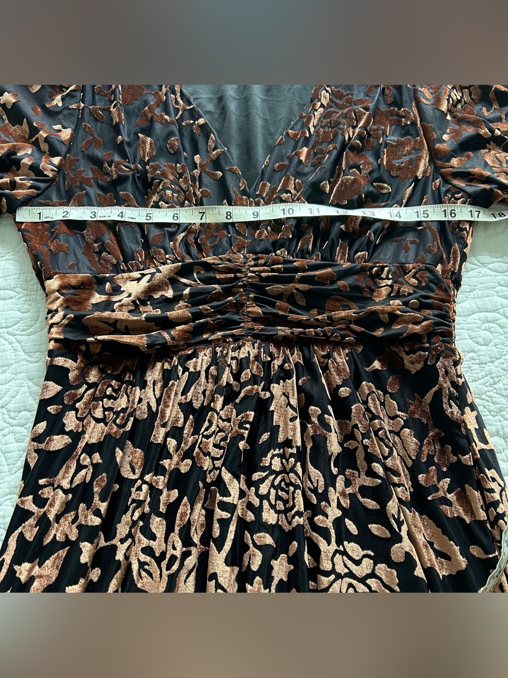 Baltic Born Leslie Velvet Maxi Dress Womens XL Black Bronze Floral Boho Formal - Picture 10 of 12